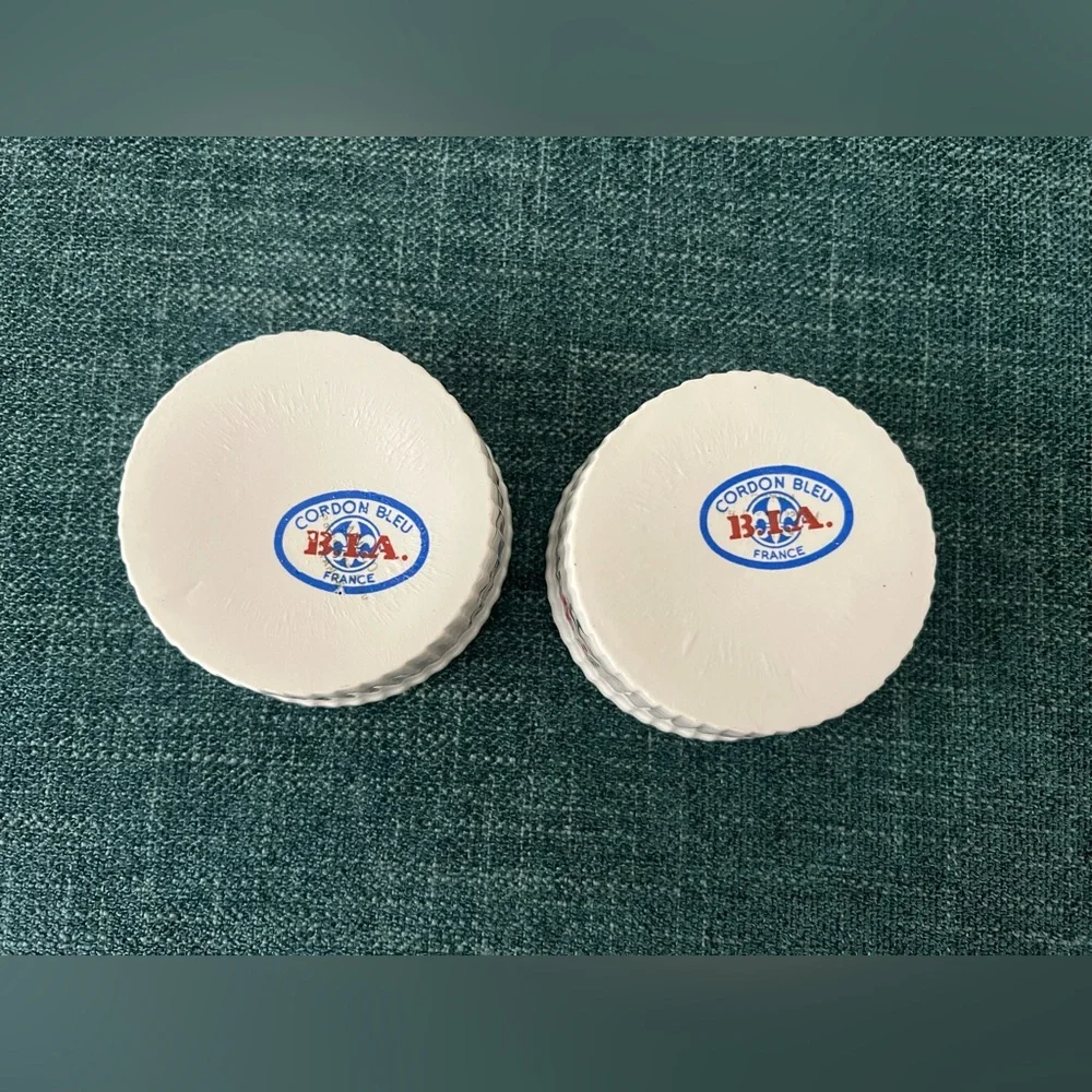 Vintage BIA Cordon Bleu France Soufflé Ramekins – Blue + Pink Flowers Set of 2 - Picture 3 of 6
